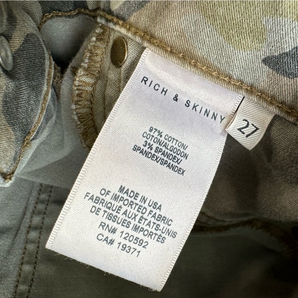 Rich & Skinny Camo Legacy Stretch Jeans Camouflage Size 27 - Picture 10 of 10